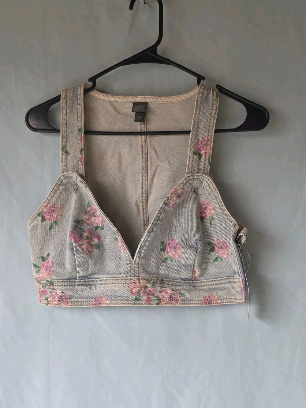 wild fable Light Denim Floral Crop Tank Top - Pink